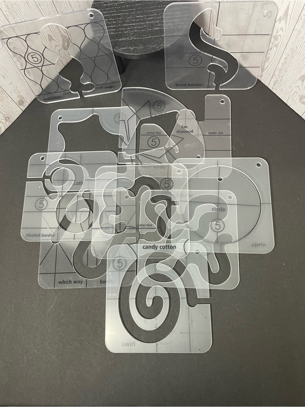 Clear Plastic Machine Quilting Template Set